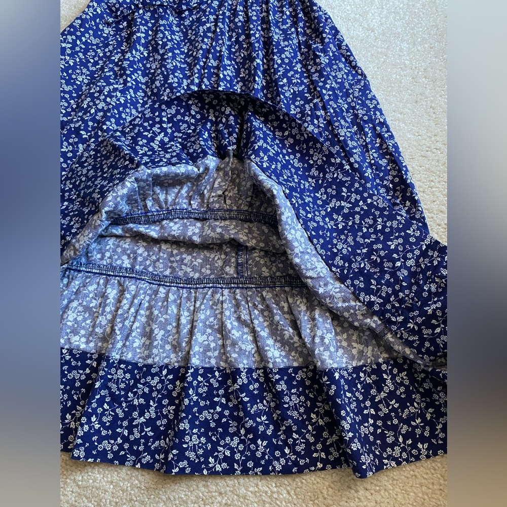 Vintage prairie cottage core dress floral blue white flowers size small … - Picture 10 of 10